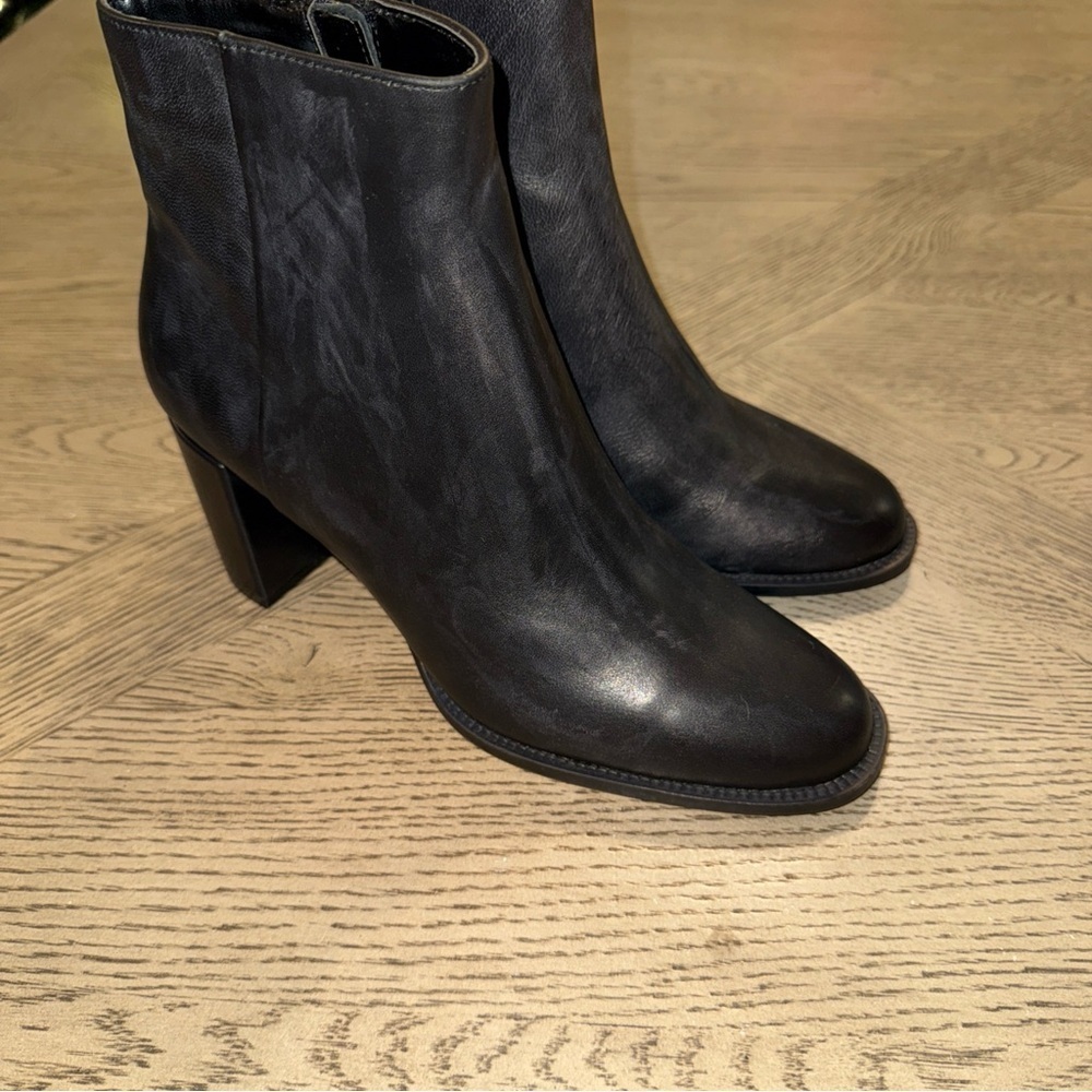 Steve Madden Silvee Leather Ankle Boots Side Zip Women's Black Size US 8